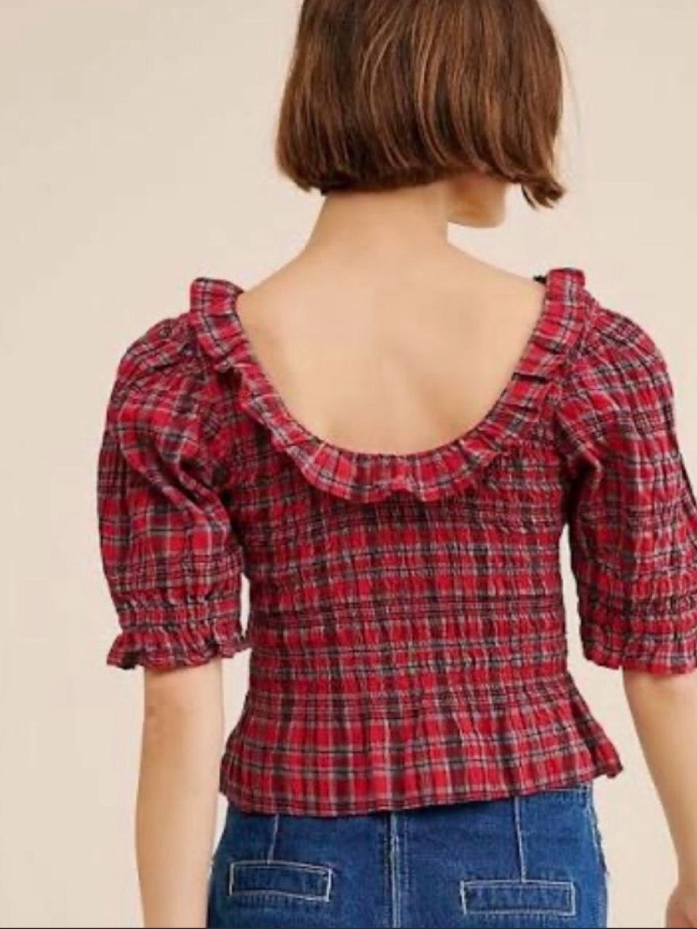 Damson Madder Megan Plaid Top Size US2 - Picture 2 of 3